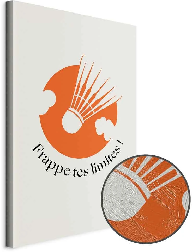 Paveikslas Badmintono kamuoliukas oranžinio rato fone