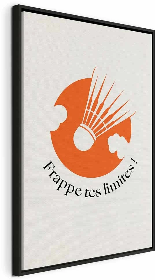 Paveikslas Badmintono kamuoliukas oranžinio rato fone