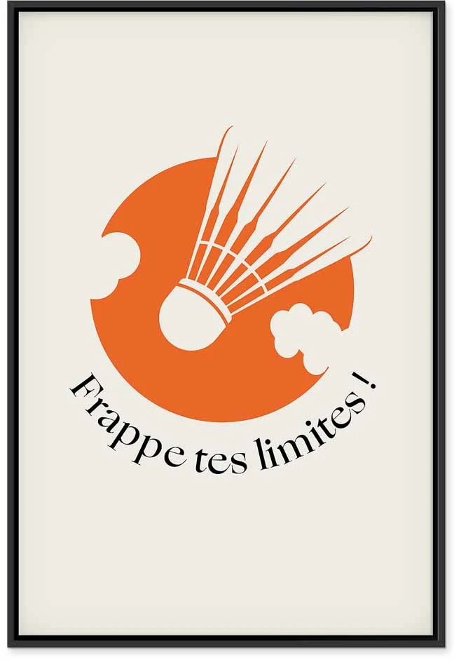 Paveikslas Badmintono kamuoliukas oranžinio rato fone