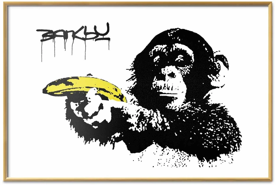 Paveikslas - Banksy: Beždžionė su bananu