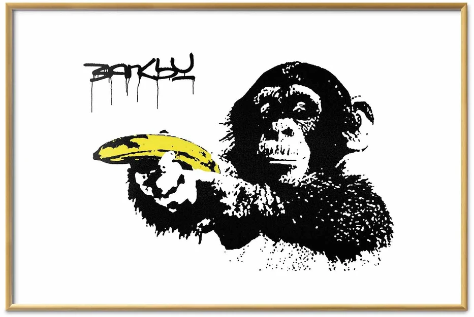 Paveikslas - Banksy: Beždžionė su bananu
