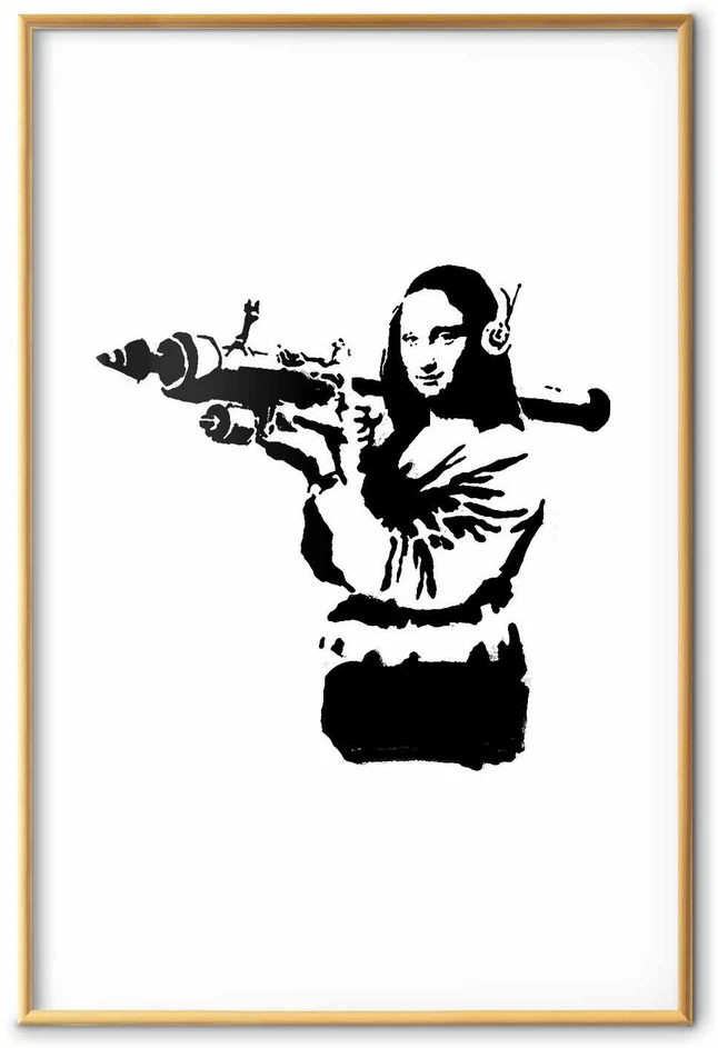 Paveikslas - Banksy Mona Liza su raketsvaidžiu