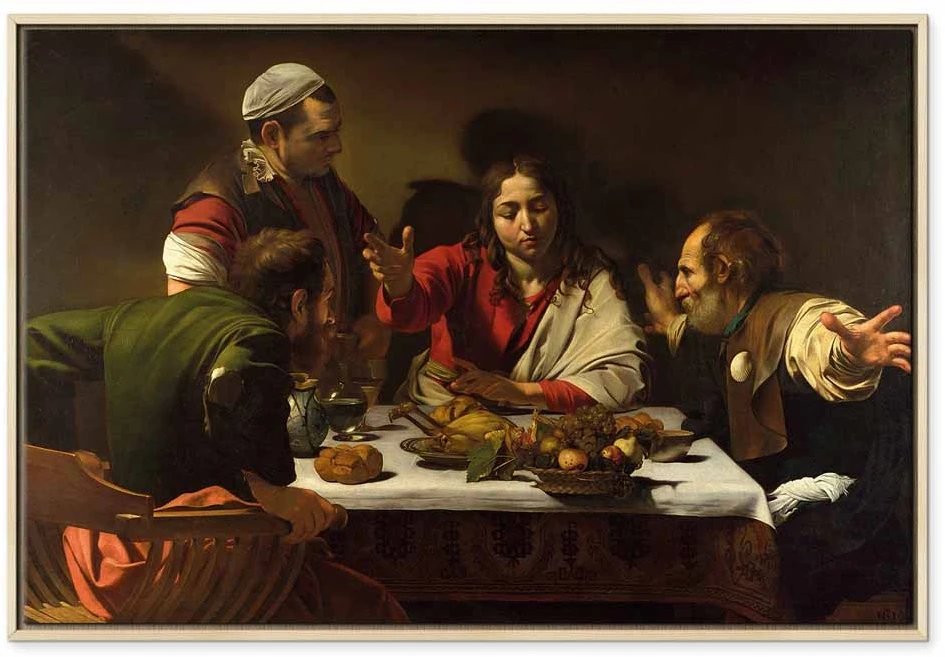 Paveikslas Caravaggio - Vakarienė Emaume