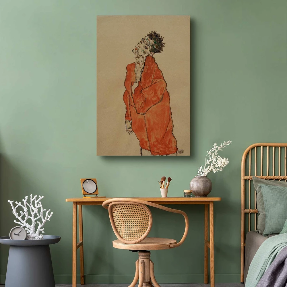 Paveikslas Egon Schiele - Autoportretas oranžiniu švarku