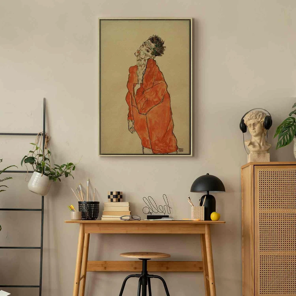 Paveikslas Egon Schiele - Autoportretas oranžiniu švarku