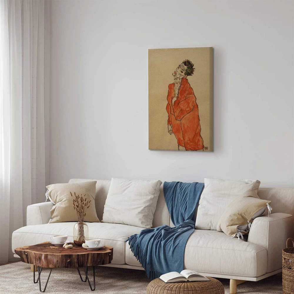 Paveikslas Egon Schiele - Autoportretas oranžiniu švarku