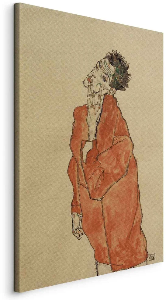 Paveikslas Egon Schiele - Autoportretas oranžiniu švarku