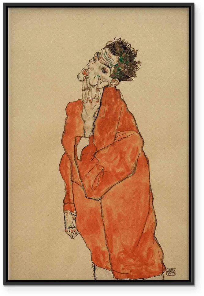 Paveikslas Egon Schiele - Autoportretas oranžiniu švarku