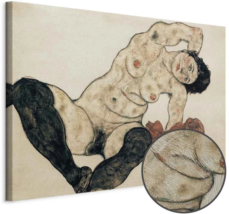Paveikslas Egon Schiele - Gulintis aktas su geltonu rankšluosčiu