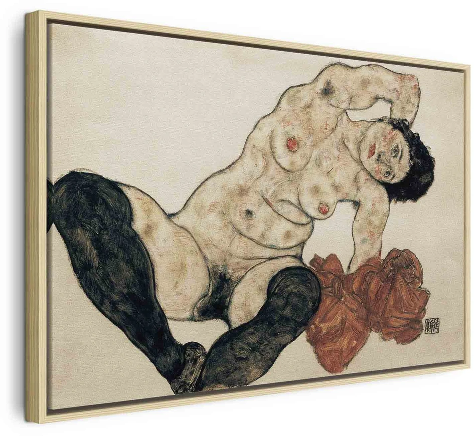 Paveikslas Egon Schiele - Gulintis aktas su geltonu rankšluosčiu
