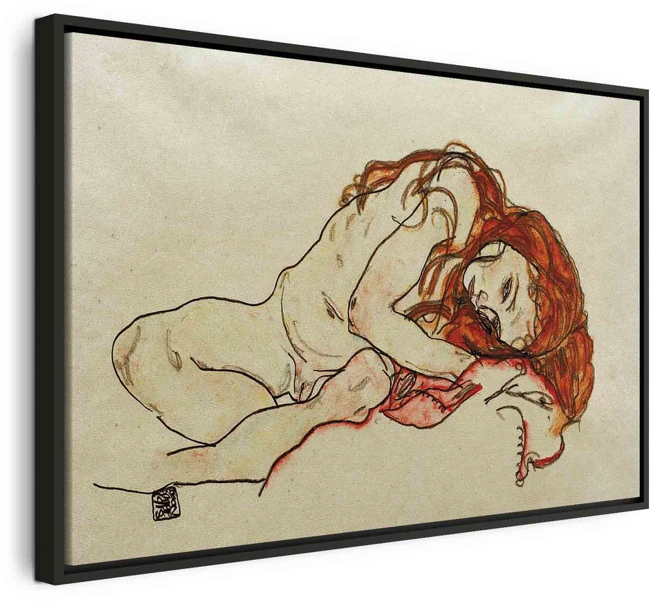 Paveikslas Egon Schiele - Pritūpusi mergina nuleista galva