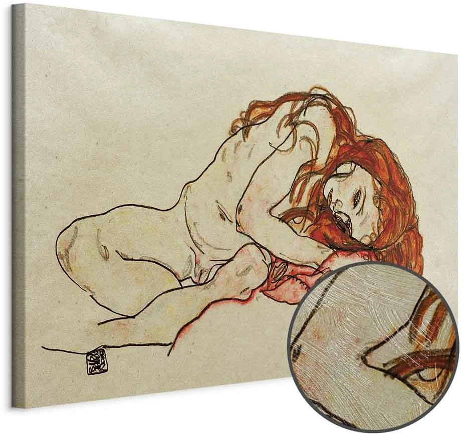 Paveikslas Egon Schiele - Pritūpusi mergina nuleista galva