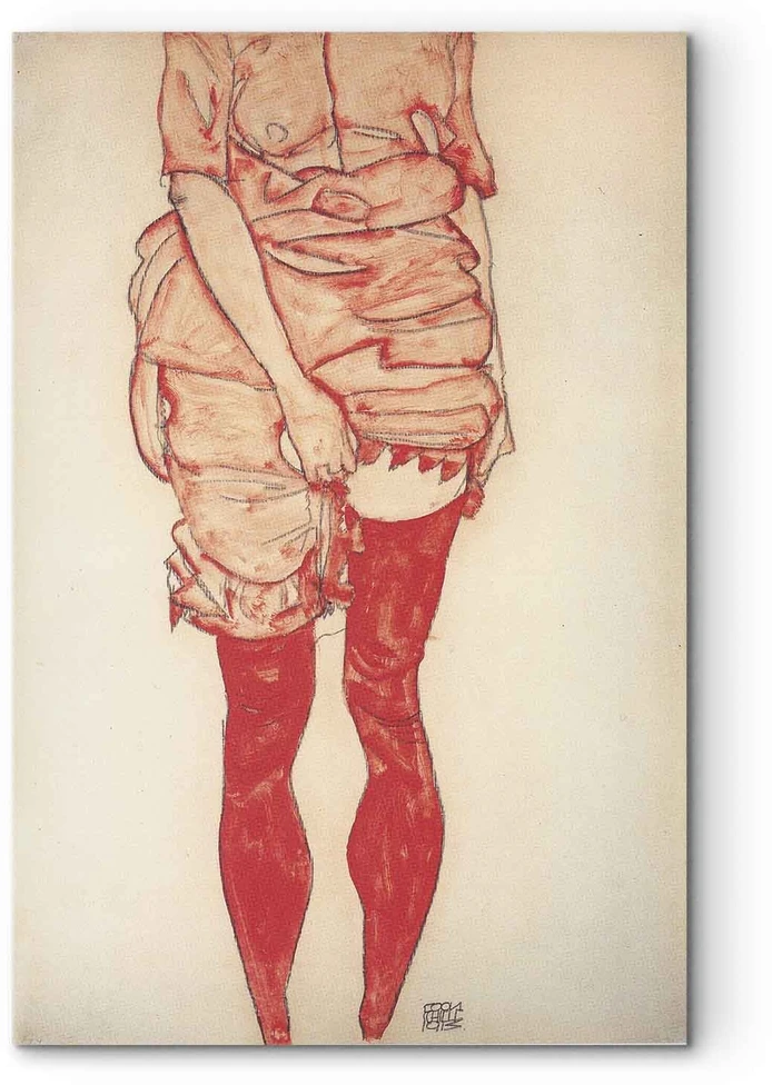 Paveikslas Egon Schiele - Stovinti moteris raudonai