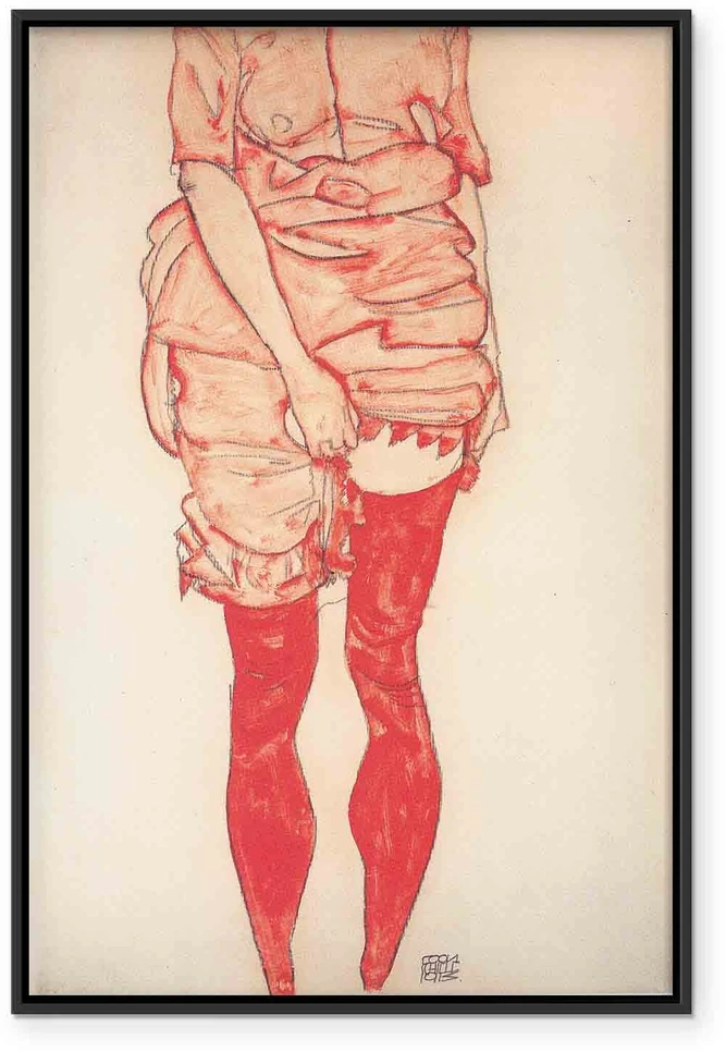 Paveikslas Egon Schiele - Stovinti moteris raudonai