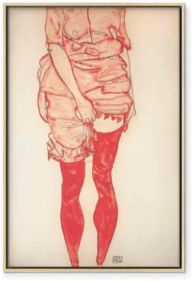 Paveikslas Egon Schiele - Stovinti moteris raudonai