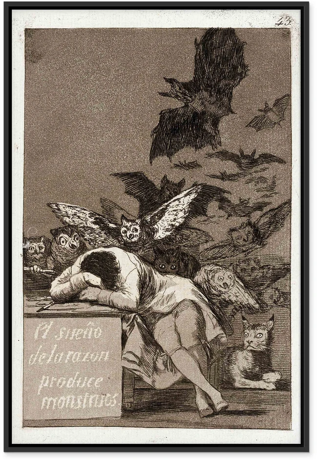 Paveikslas Francisco Goya - Proto miegas gimdo pabaisas