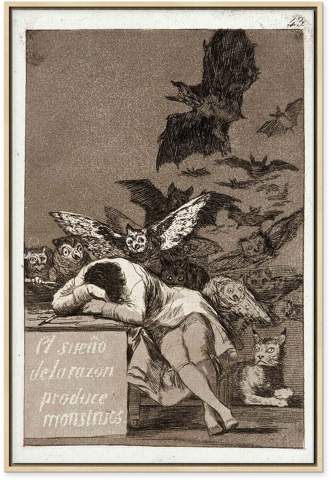 Paveikslas Francisco Goya - Proto miegas gimdo pabaisas