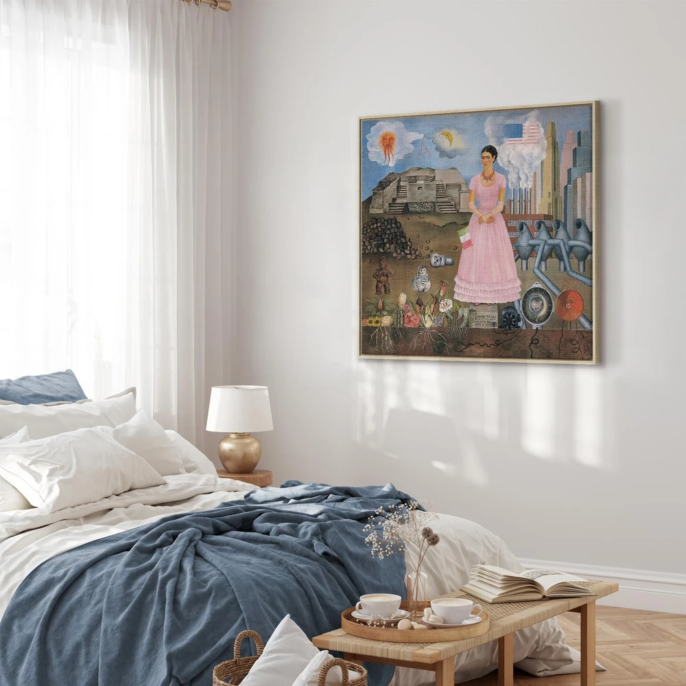 Paveikslas Frida Kahlo - Autoportretas ant Meksikos ir Jungtinių Valstijų sienos