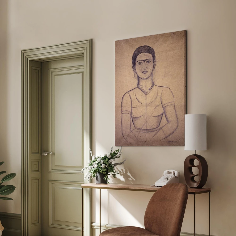 Paveikslas Frida Kahlo - Autoportretas, 1929 (anglies piešinys)