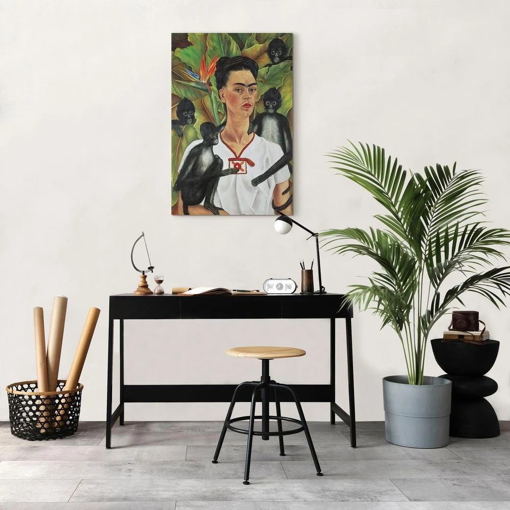 Paveikslas Frida Kahlo - Autoportretas su beždžionėmis