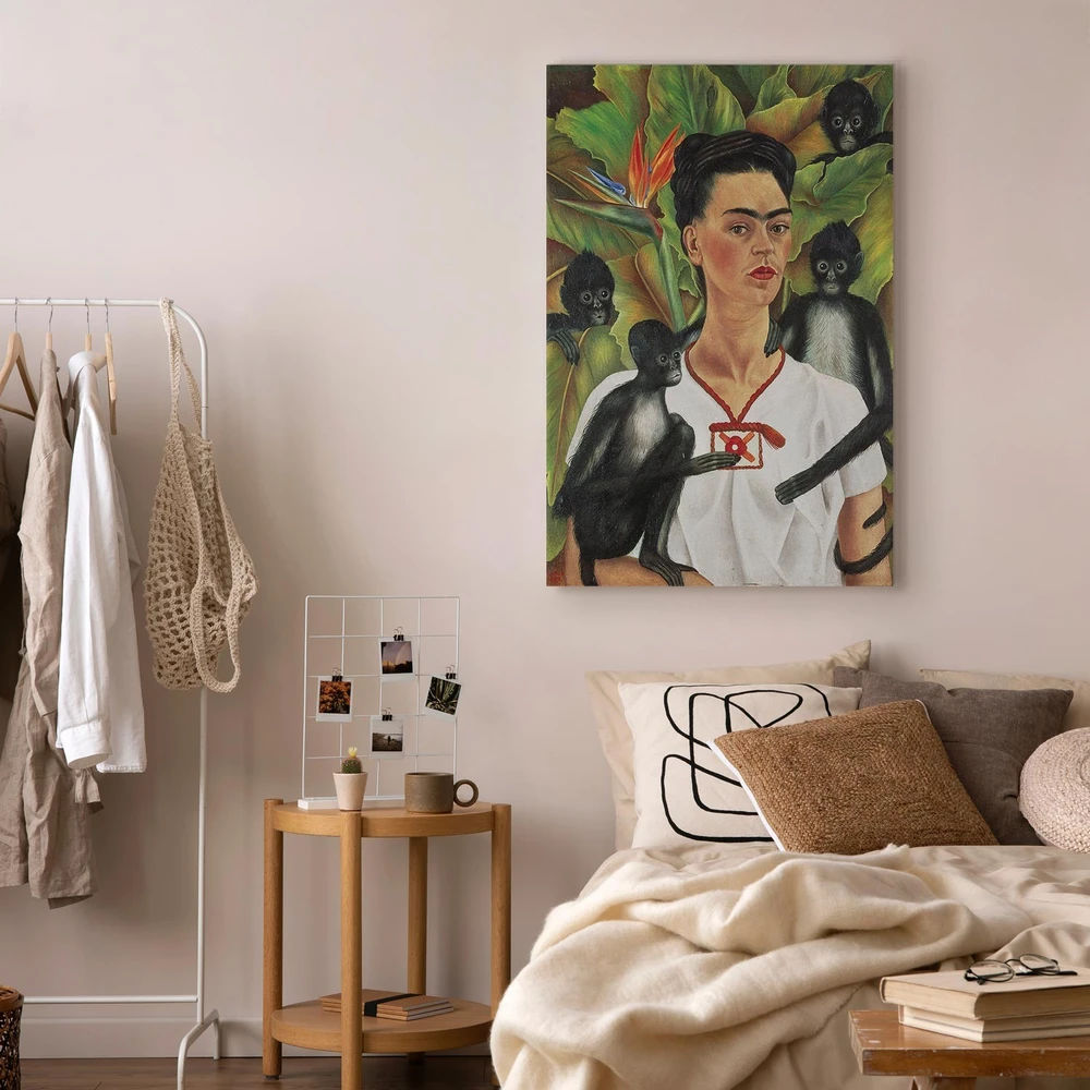 Paveikslas Frida Kahlo - Autoportretas su beždžionėmis
