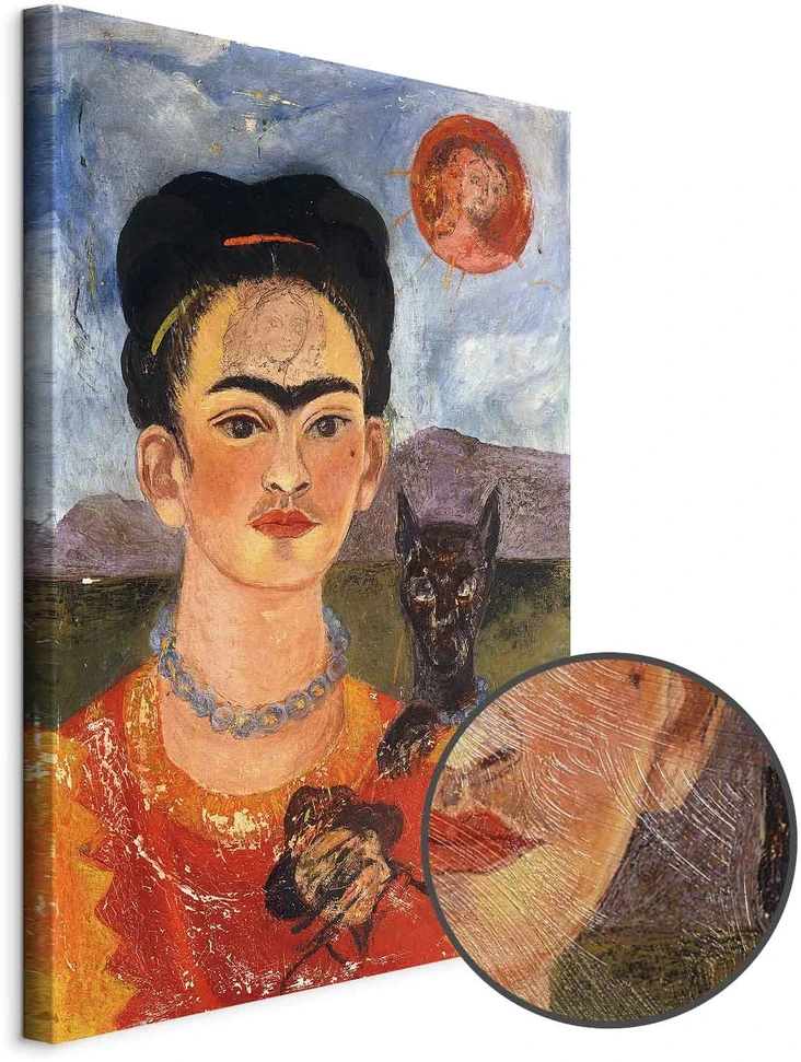 Paveikslas Frida Kahlo - Autoportretas su Diego ant krūtinės