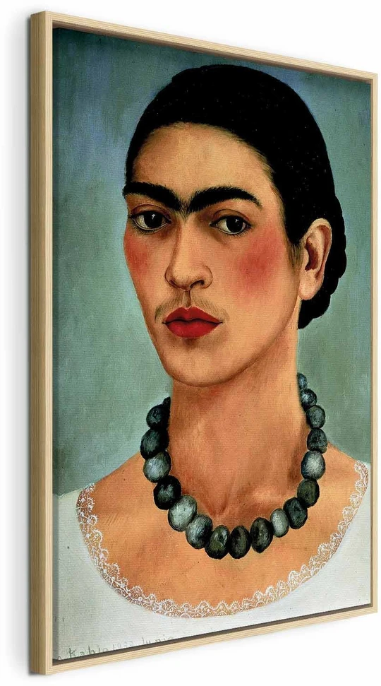 Paveikslas Frida Kahlo - Autoportretas su karoliukų vėriniu