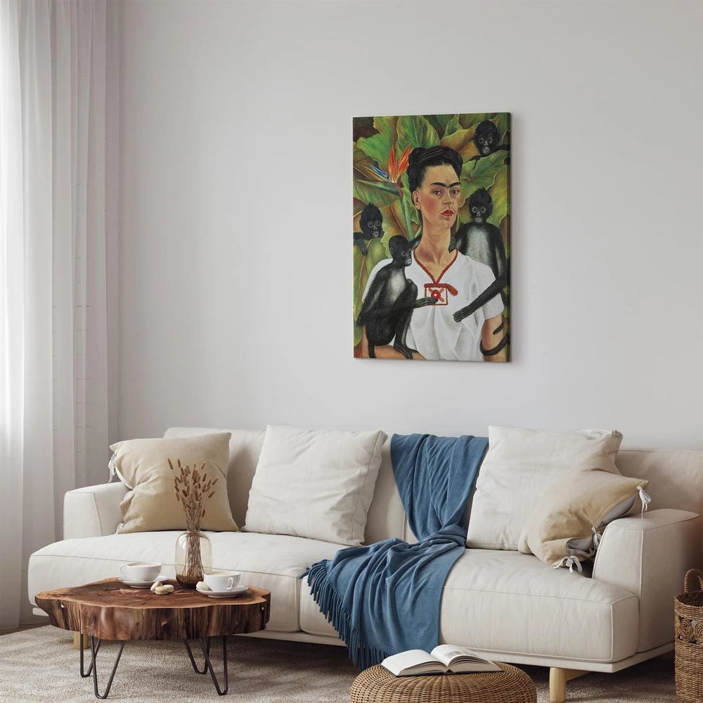 Paveikslas Frida Kahlo - Autoportretas su beždžionėmis