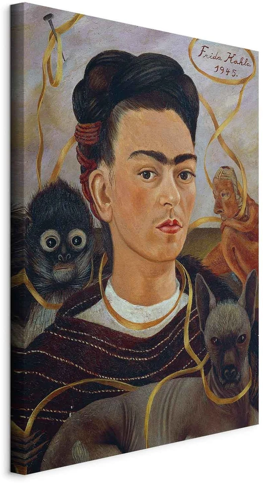 Paveikslas Frida Kahlo - Autoportretas su Changuito