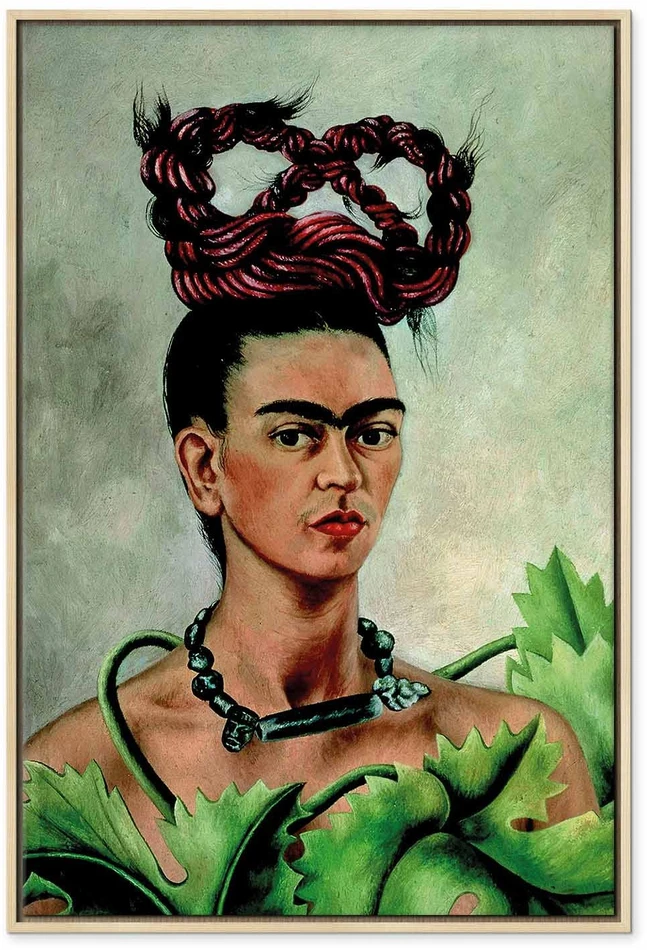 Paveikslas Frida Kahlo - Autoportretas su kasa