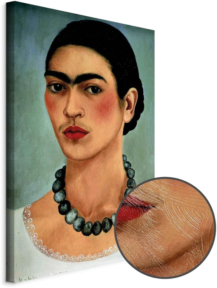Paveikslas Frida Kahlo - Autoportretas su karoliukų vėriniu