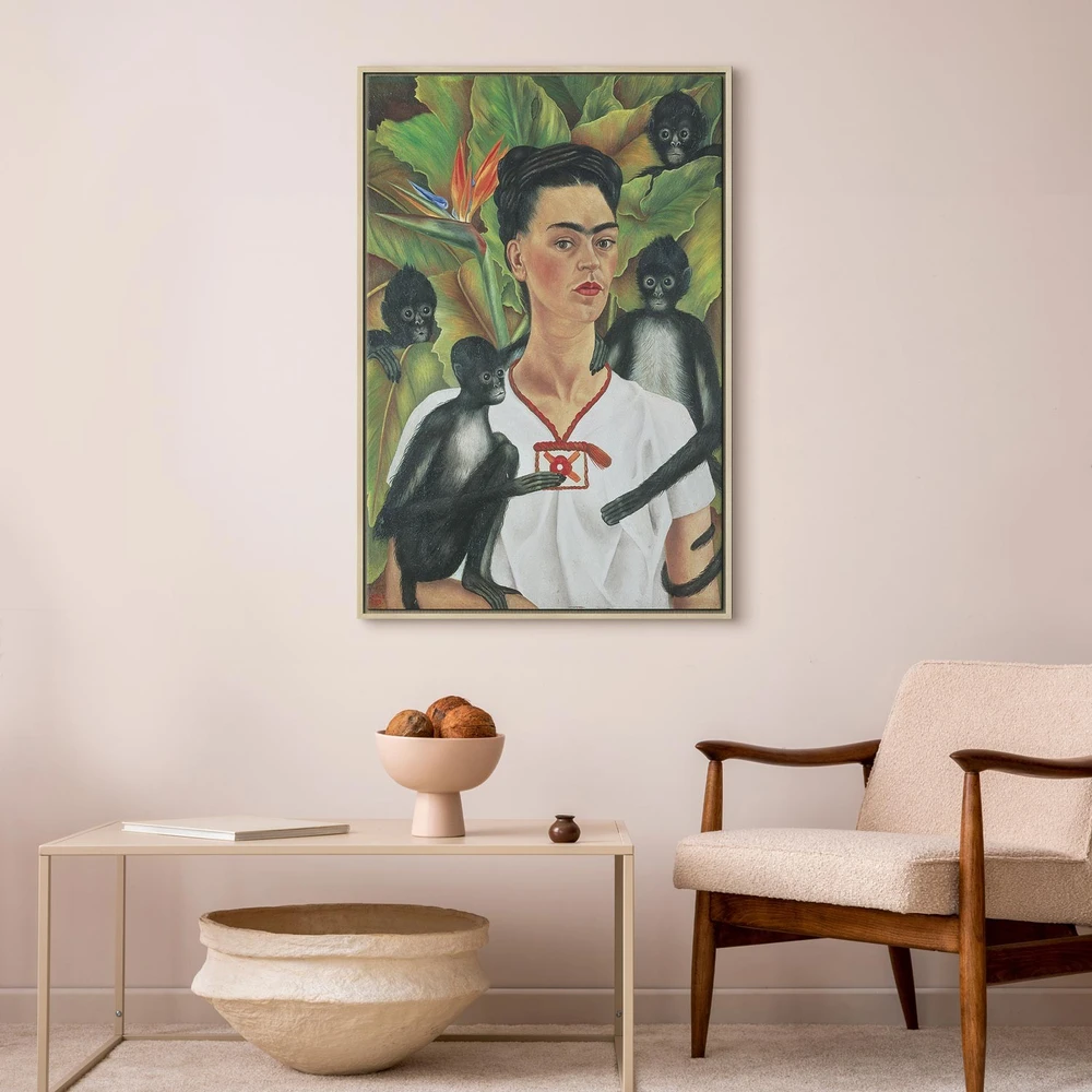 Paveikslas Frida Kahlo - Autoportretas su beždžionėmis