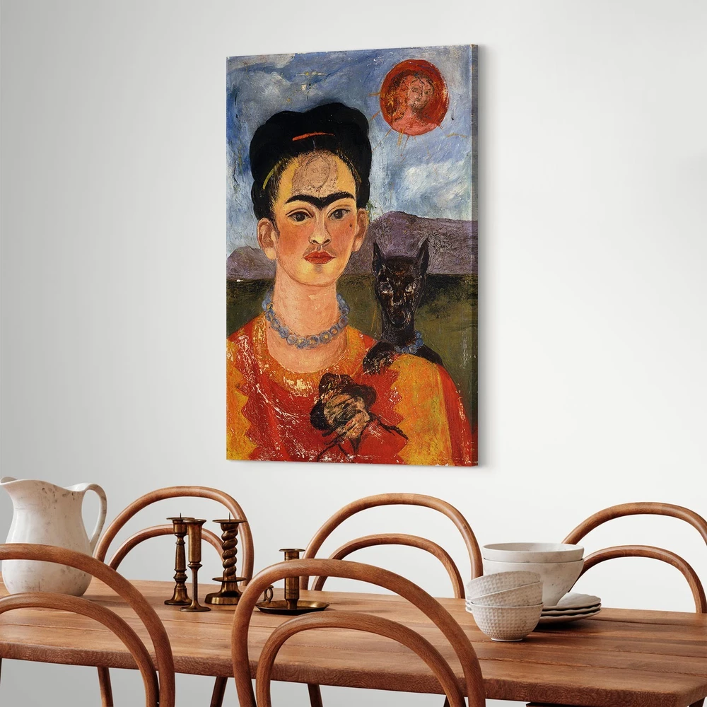 Paveikslas Frida Kahlo - Autoportretas su Diego ant krūtinės