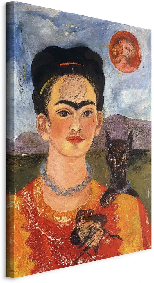 Paveikslas Frida Kahlo - Autoportretas su Diego ant krūtinės
