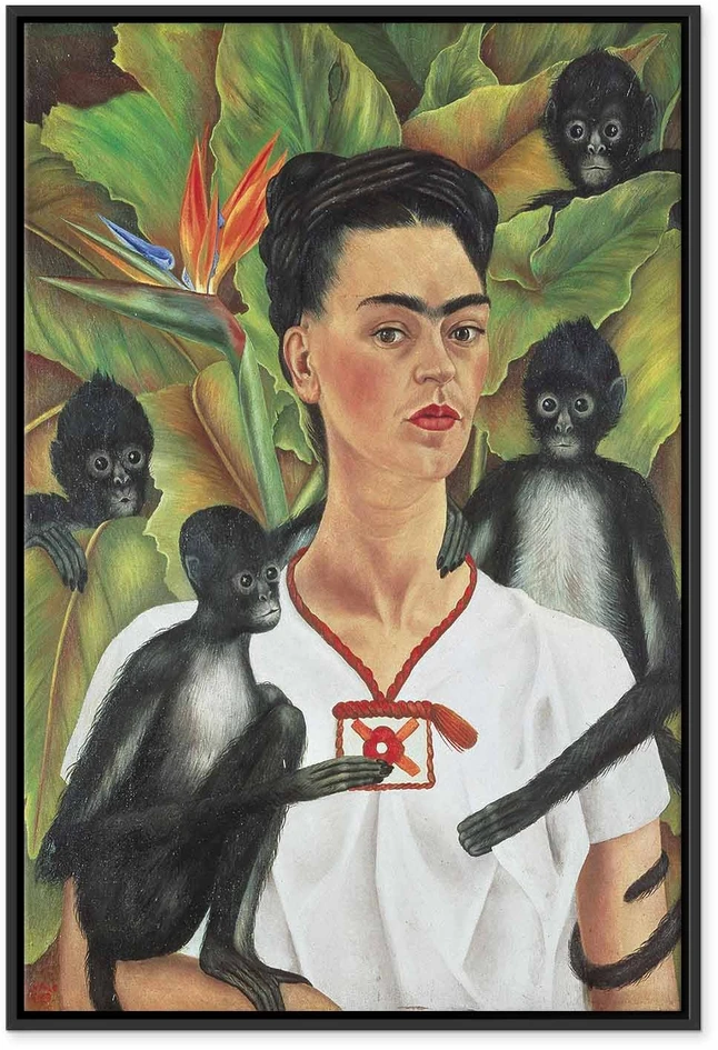 Paveikslas Frida Kahlo - Autoportretas su beždžionėmis