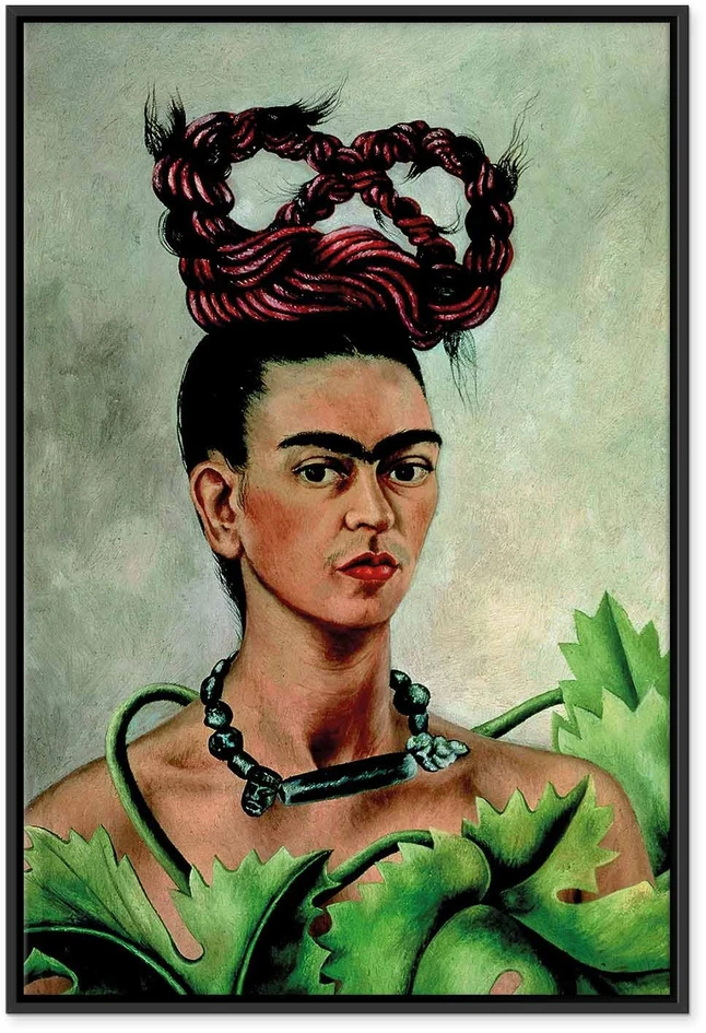 Paveikslas Frida Kahlo - Autoportretas su kasa