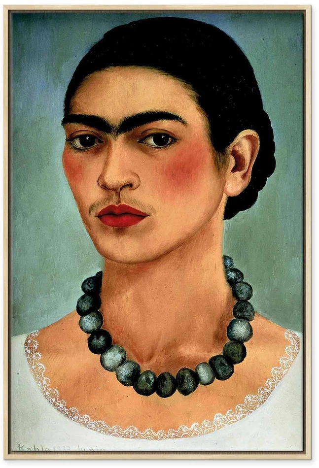 Paveikslas Frida Kahlo - Autoportretas su karoliukų vėriniu