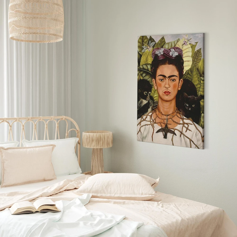 Paveikslas Frida Kahlo - Autoportretas su erškėčių vėriniu ir kolibriu