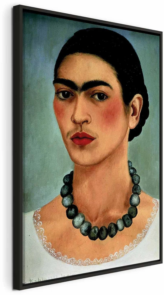 Paveikslas Frida Kahlo - Autoportretas su karoliukų vėriniu