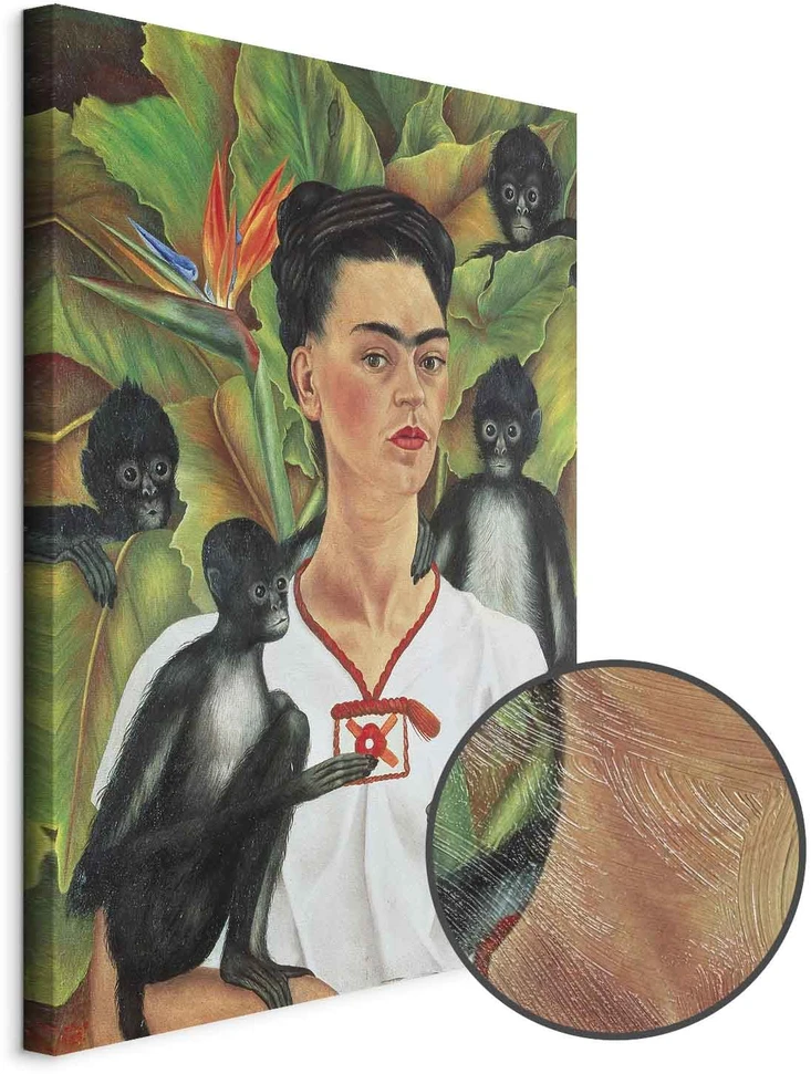 Paveikslas Frida Kahlo - Autoportretas su beždžionėmis