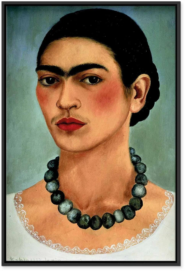 Paveikslas Frida Kahlo - Autoportretas su karoliukų vėriniu