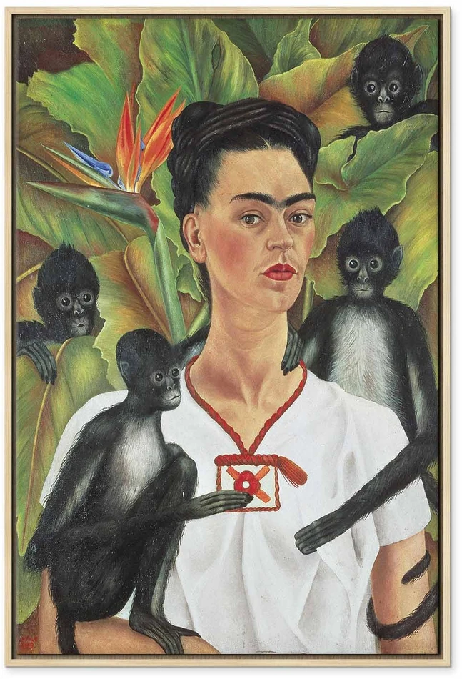 Paveikslas Frida Kahlo - Autoportretas su beždžionėmis