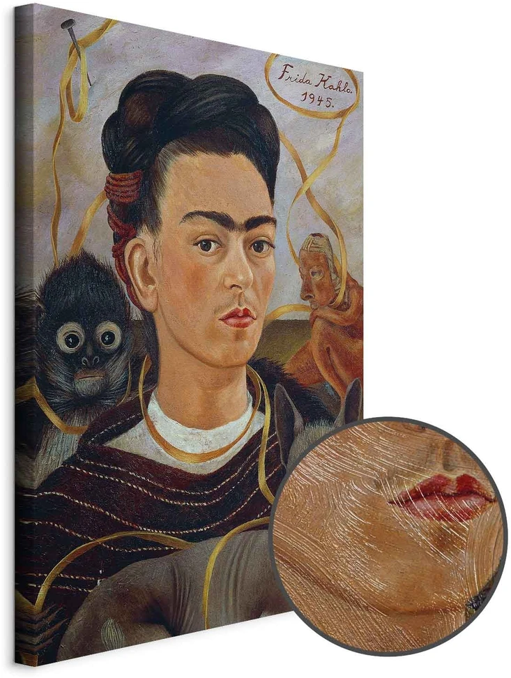 Paveikslas Frida Kahlo - Autoportretas su Changuito
