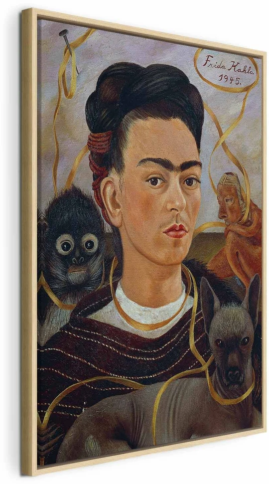 Paveikslas Frida Kahlo - Autoportretas su Changuito