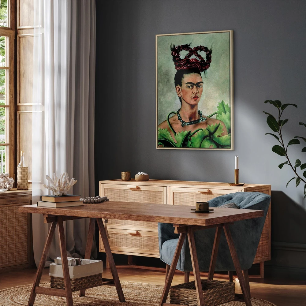 Paveikslas Frida Kahlo - Autoportretas su kasa