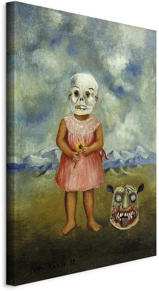Paveikslas Frida Kahlo - Mergaitė su mirties kauke (Ji žaidžia viena)