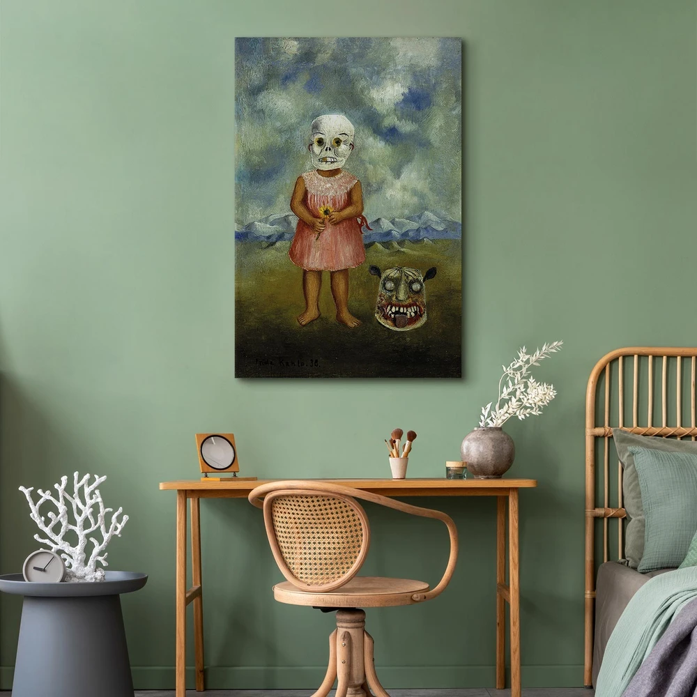 Paveikslas Frida Kahlo - Mergaitė su mirties kauke (Ji žaidžia viena)