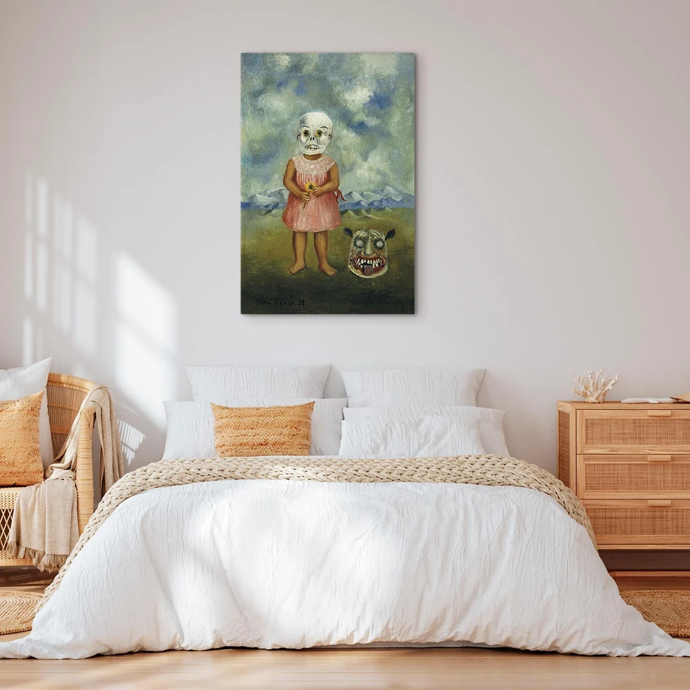 Paveikslas Frida Kahlo - Mergaitė su mirties kauke (Ji žaidžia viena)
