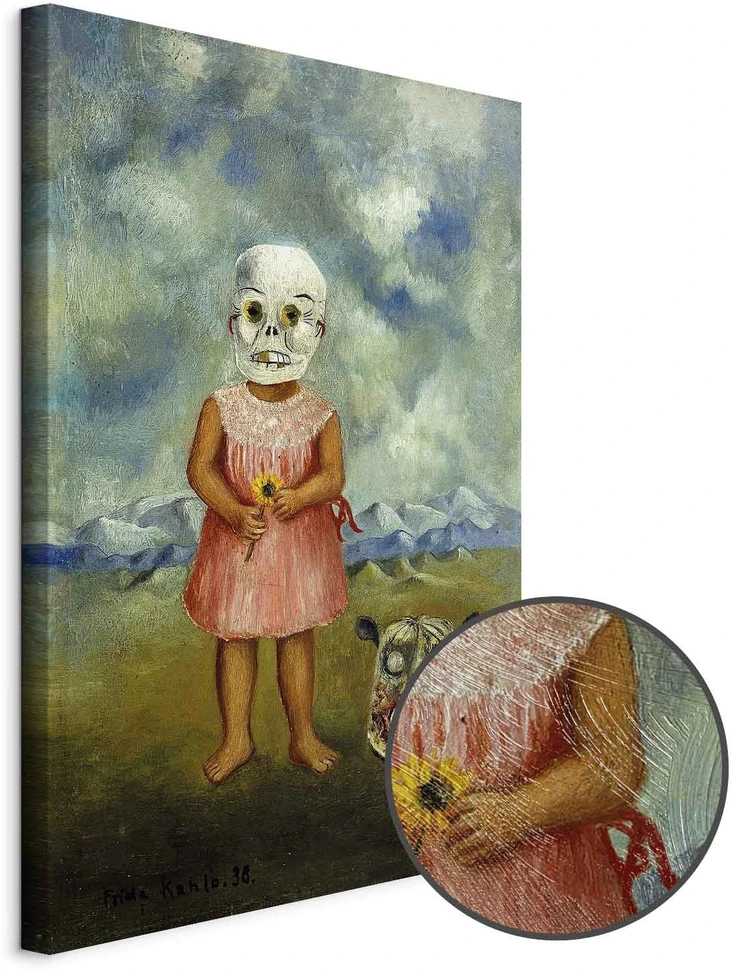 Paveikslas Frida Kahlo - Mergaitė su mirties kauke (Ji žaidžia viena)