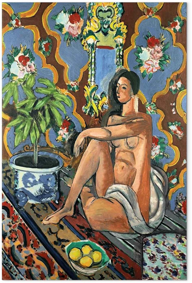 Paveikslas Henri Matisse - Dekoratyvinė figūra ornamentiniame fone